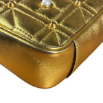 Gucci Gold GG Marmont Pearl Studded Mini Flap Bag