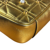 Gucci Gold GG Marmont Pearl Studded Mini Flap Bag