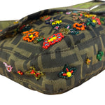 Fendi Vintage Zucca Beaded Lizard Trimmed Baguette