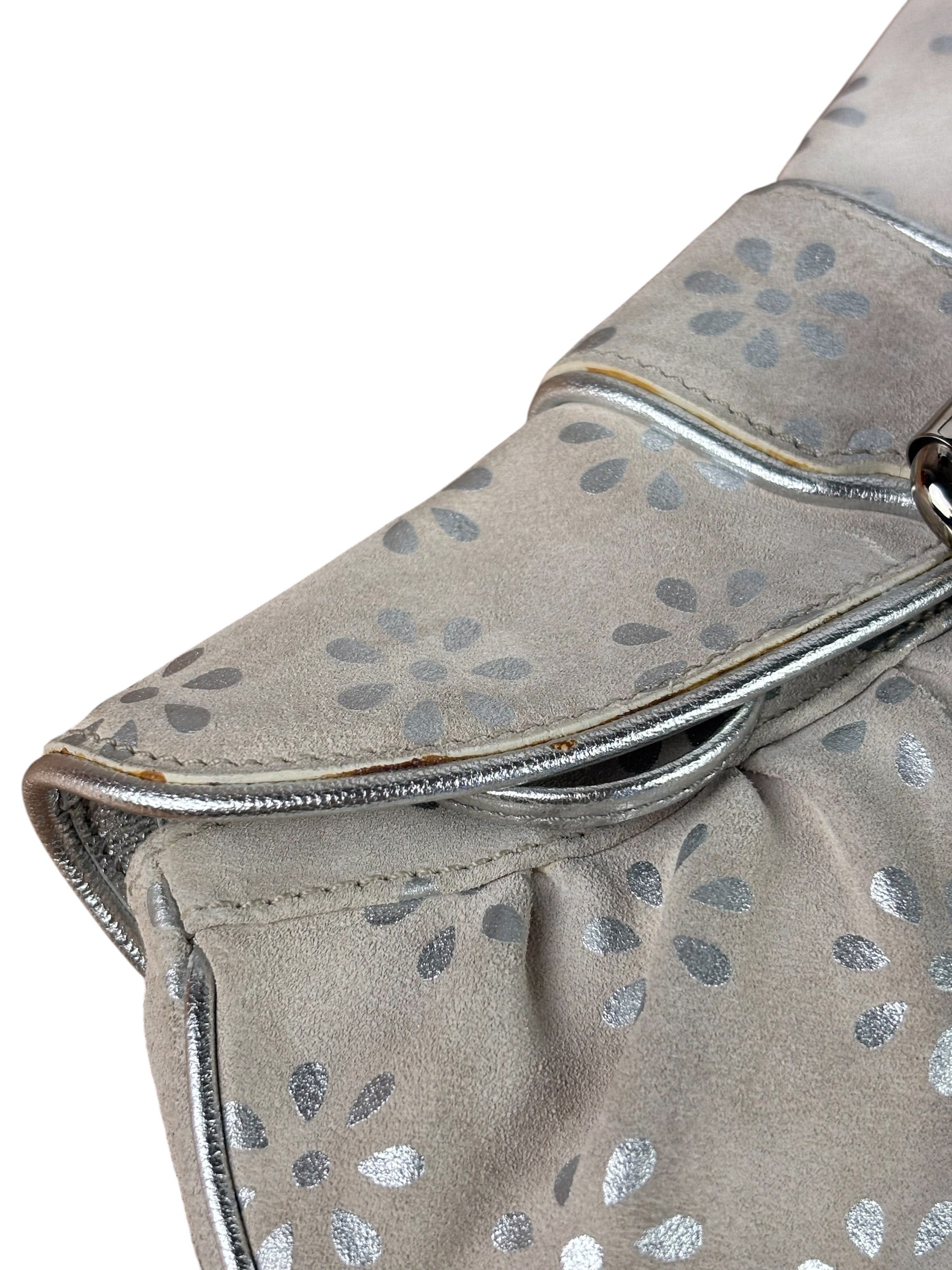 Celine Grey/Silver Suede/Leather Daisy Pochette