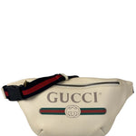 Gucci Ivory Leather Logo Print Belt Bumbag