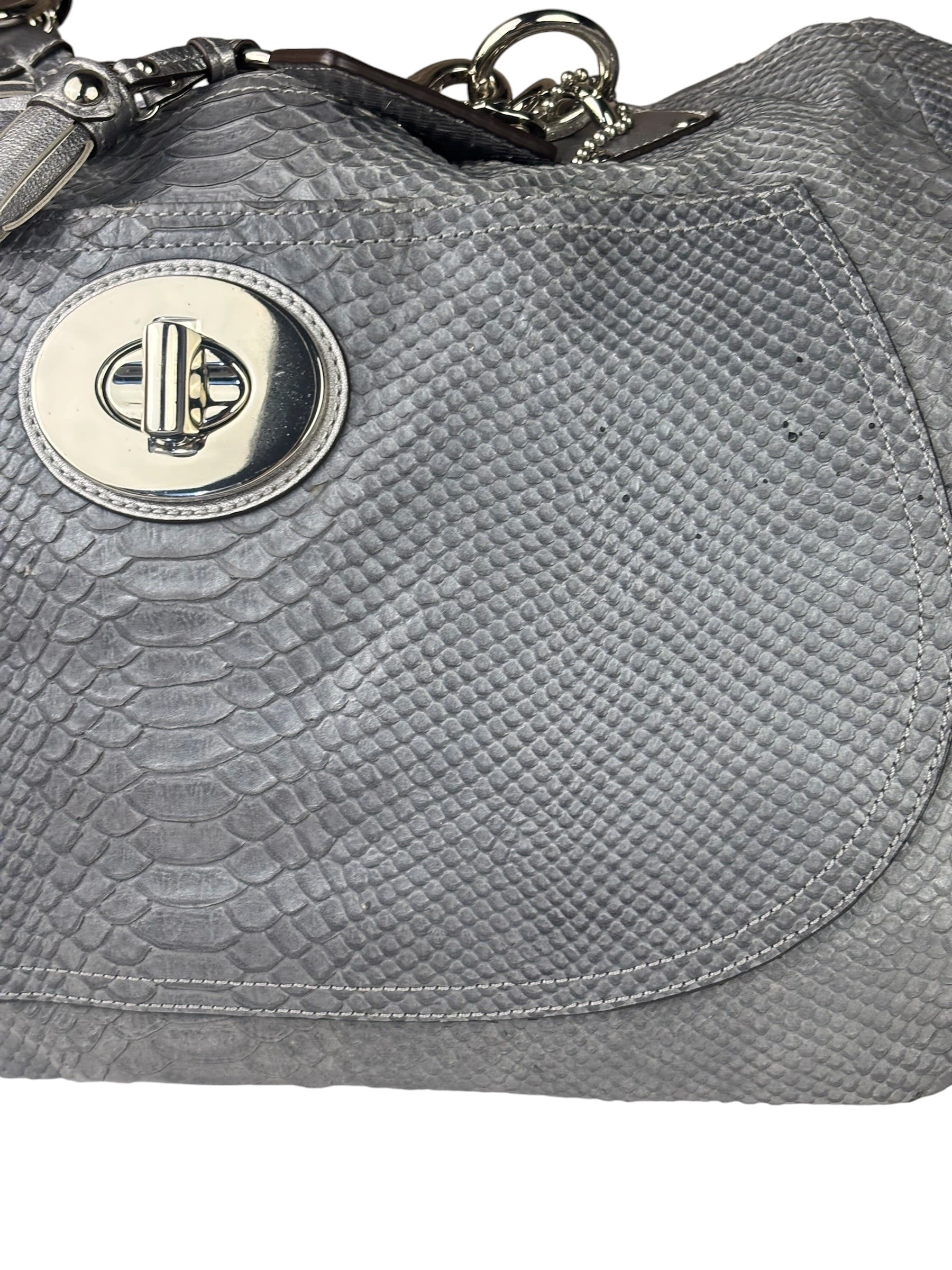 Coach Grey Pythonskin  Indy Babouska Two-Way Shoulder Bag