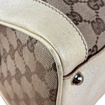 Gucci Leather Trim Monogram Canvas Web Stripe Tote Bag