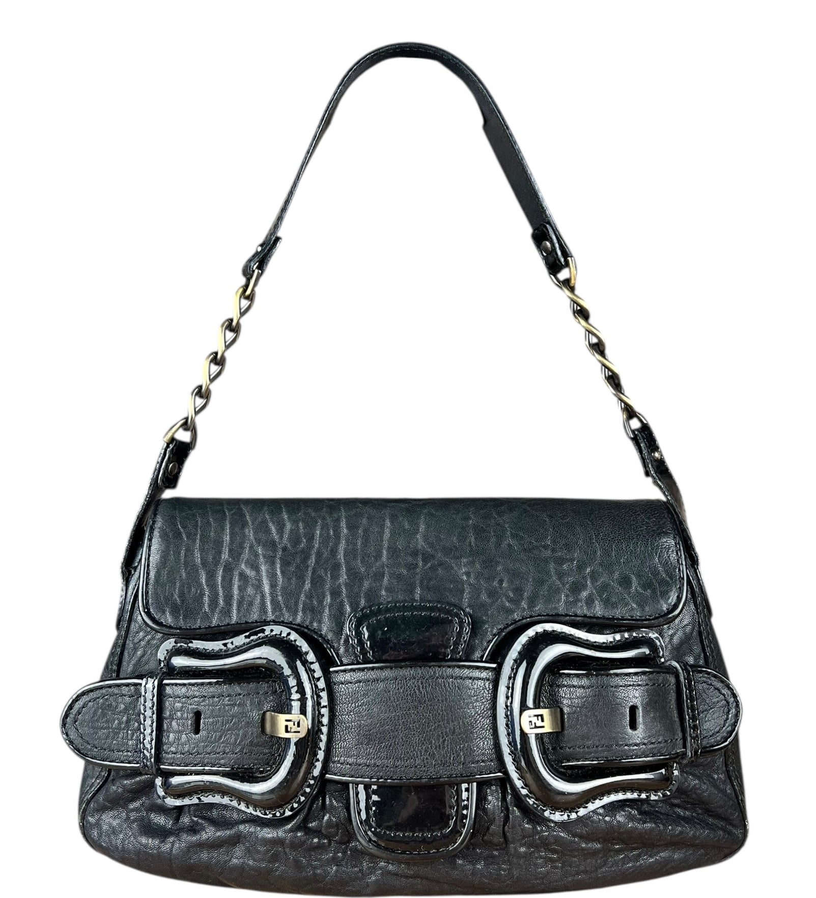 Fendi B Biz Black Leather Shoulder Bag