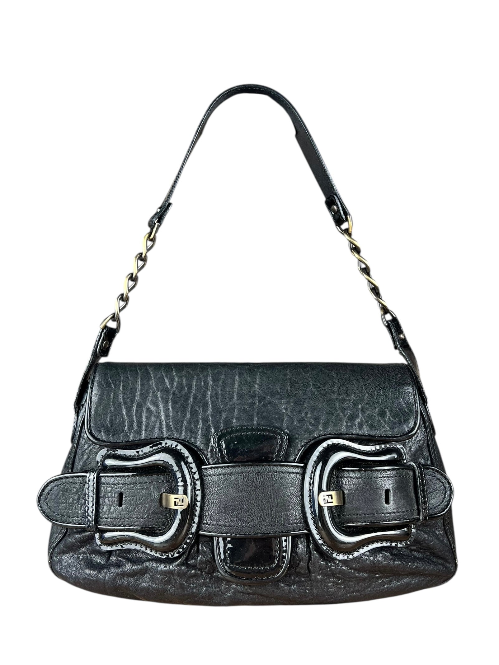 Fendi B Biz Black Leather Shoulder Bag
