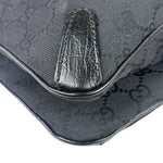Gucci Black Leather Trim GG Horsebit Chain Shoulder Bag