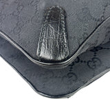 Gucci Black Leather Trim GG Horsebit Chain Shoulder Bag