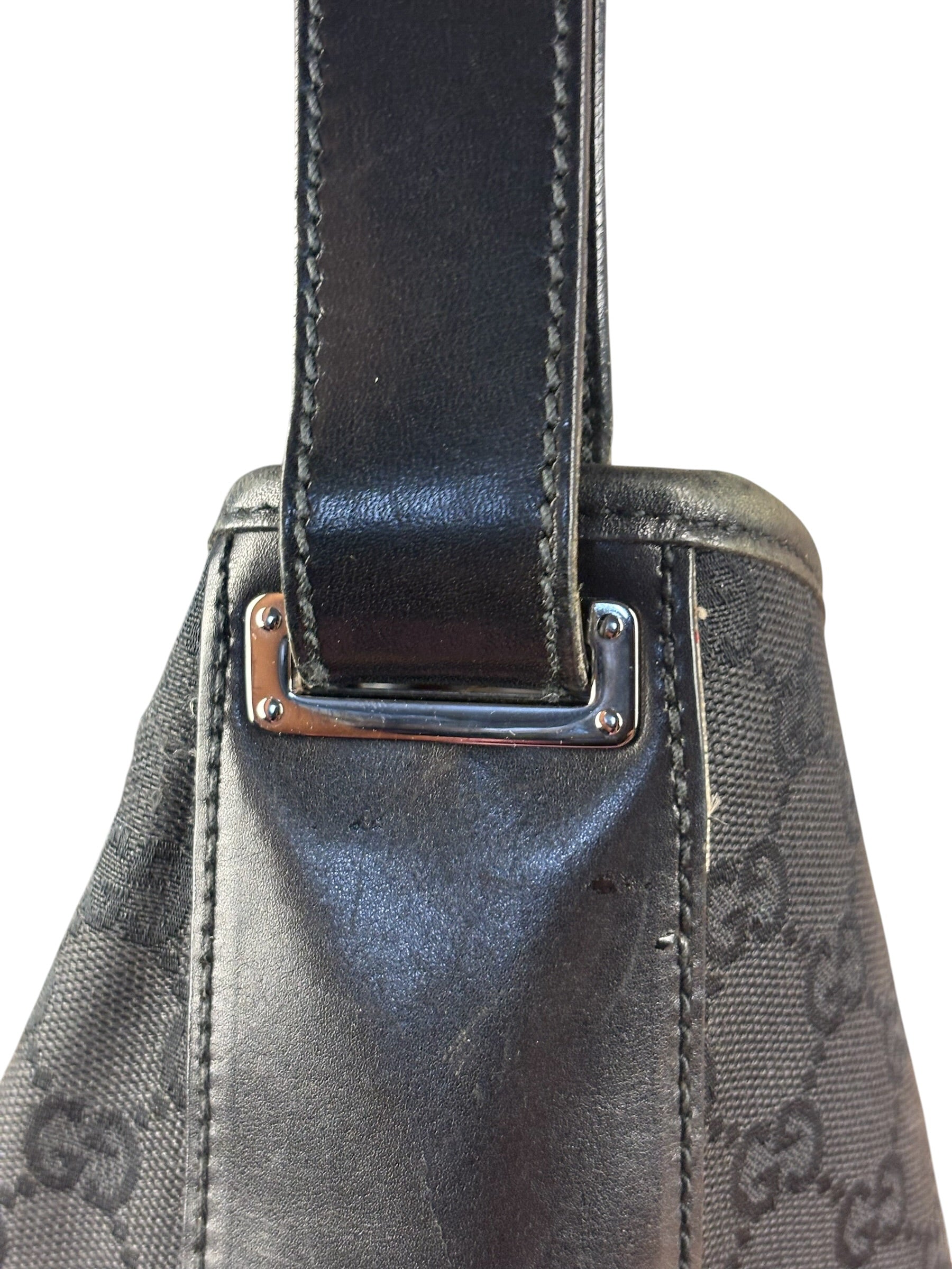 Gucci Trim Leather GG Monogram Jackie Hobo Shoulder Bag
