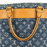 Louis Vuitton Denim Leather Trim Monogram Flat Tote Bag