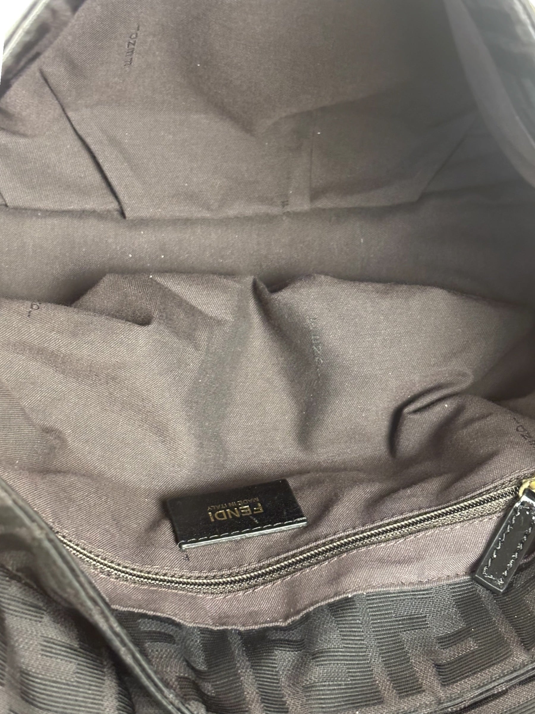 Fendi Black Zucca Canvas Monogram Mia Flap Shoulder Bag