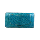 Chanel Turquoise Blue Python Long Wallet 2014