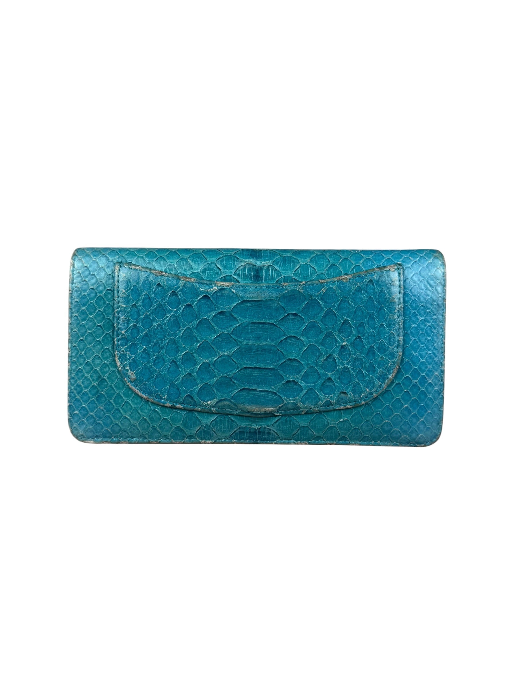 Chanel Turquoise Blue Python Long Wallet 2014