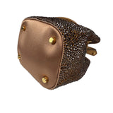 Versace La Medusa Brown Satin Crystal Embellished Mini Bucket Bag