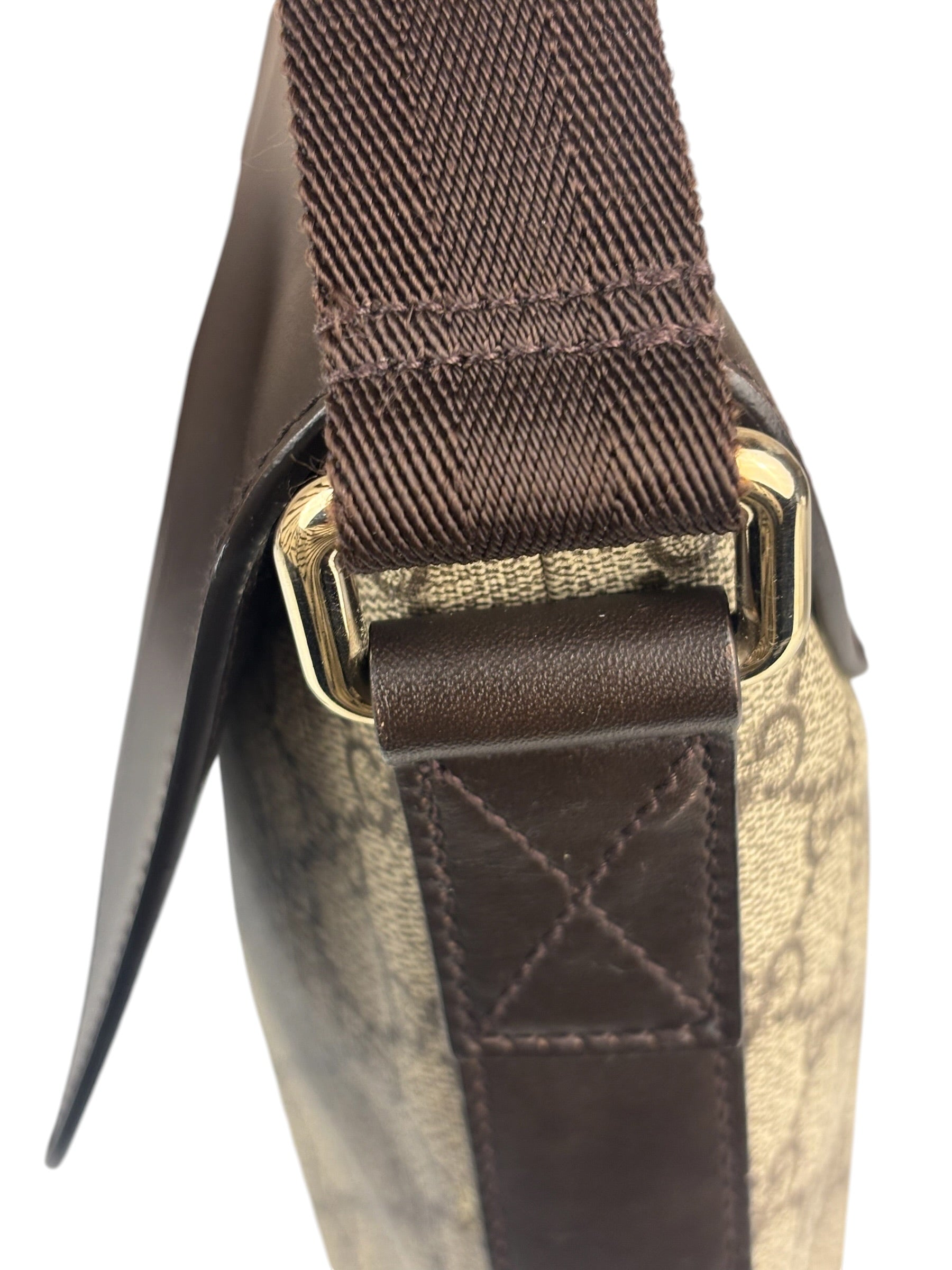 Gucci Brown Leather Trim GG Supreme Messenger Bag