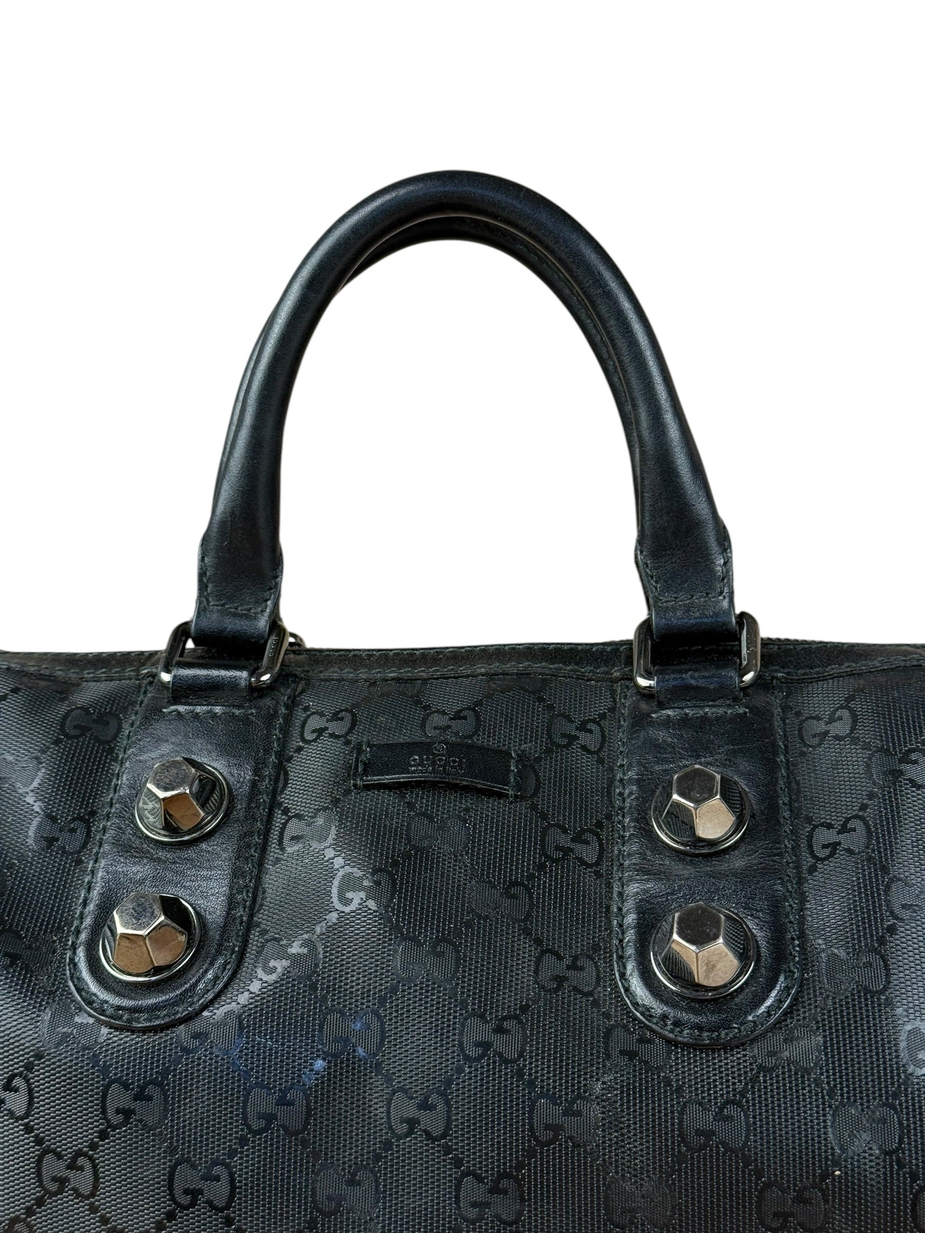 Gucci GG Black Leather Joy Boston Imprime Hand Bag