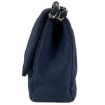 Chanel Blue Jersey Classic Flap Shoulder Bag 2009
