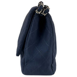 Chanel Blue Jersey Classic Flap Shoulder Bag 2009