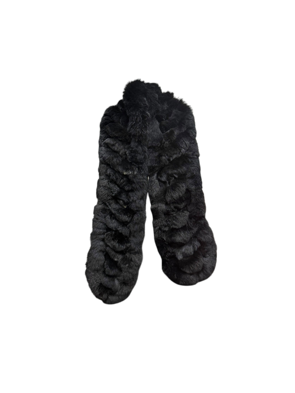 Vintage Black Lattice-Knotted Rabbit Fur Stole/Shawl