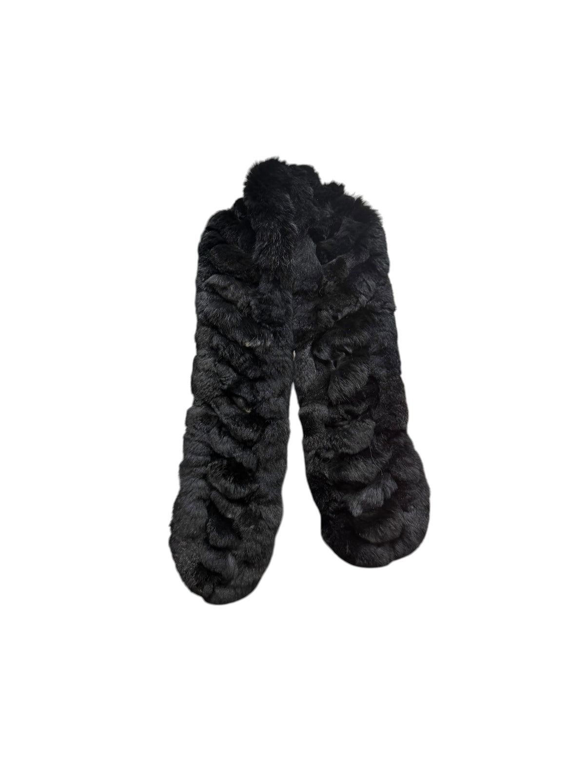 Vintage Black Lattice-Knotted Rabbit Fur Stole/Shawl