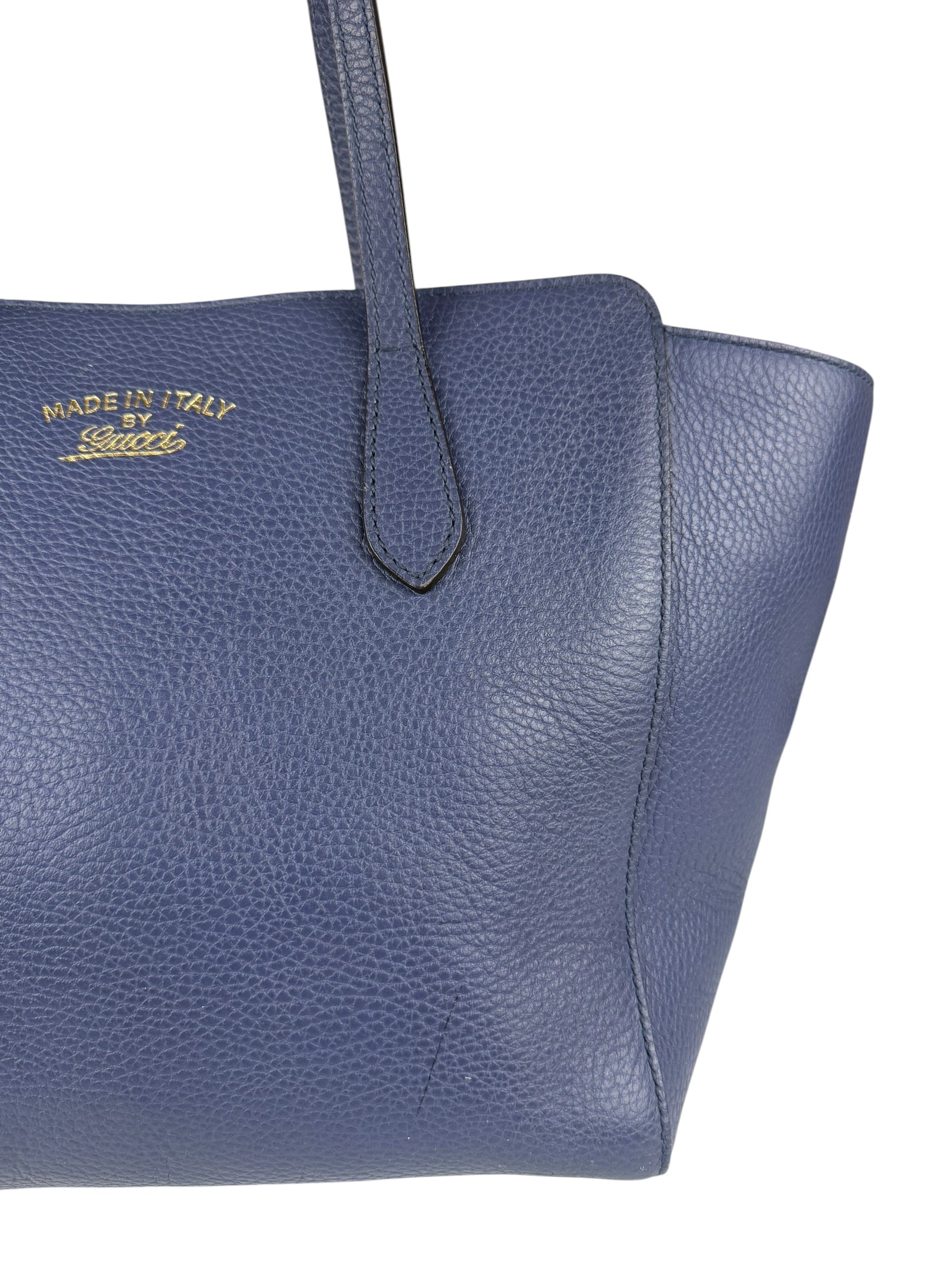 Gucci Navy Blue Swing Leather Tote Bag
