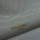 Chanel CC White Quilted Double Flap Bag 1988