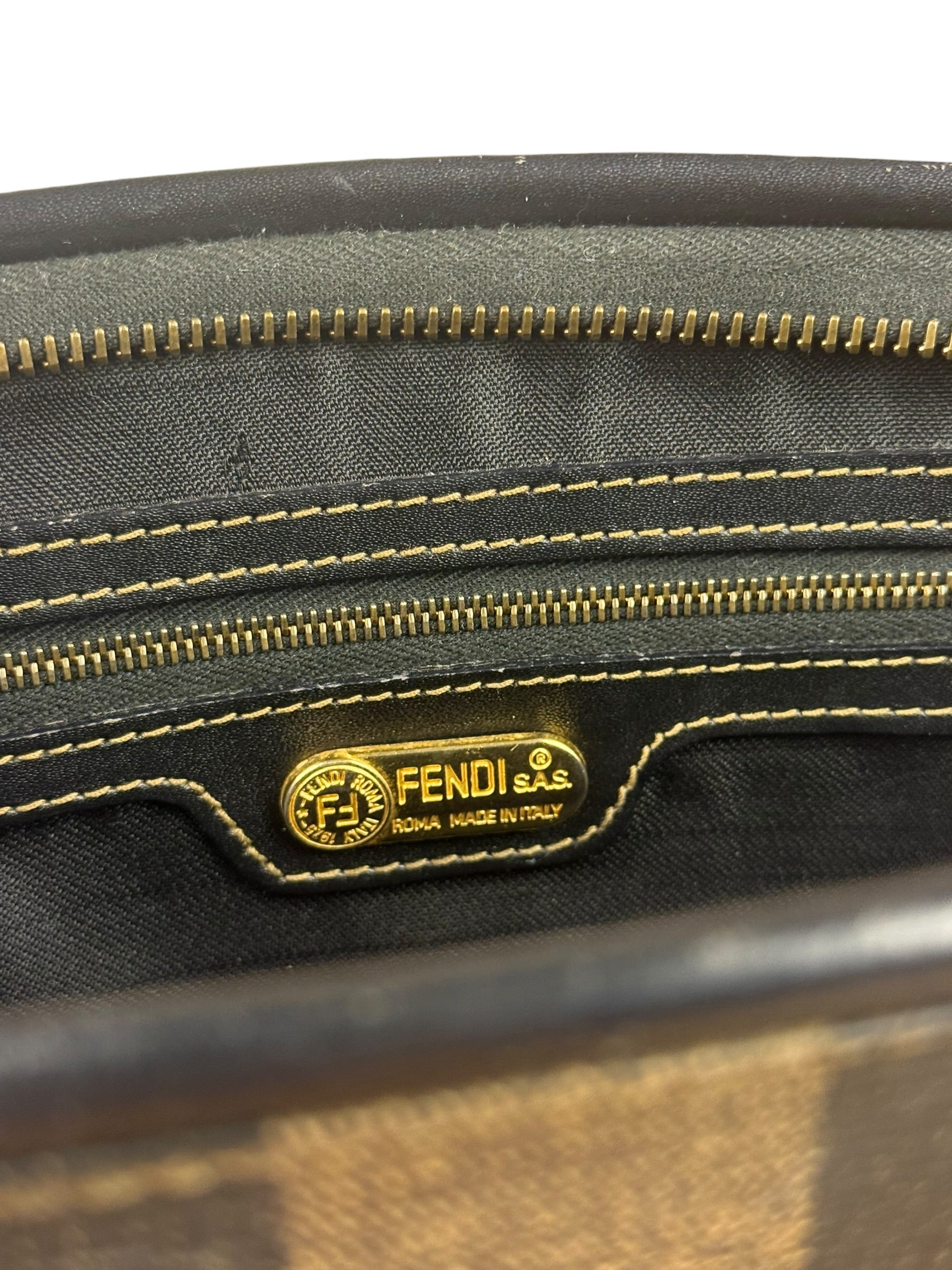 Fendi Vintage Pequin Stripped Mini Boston Bag