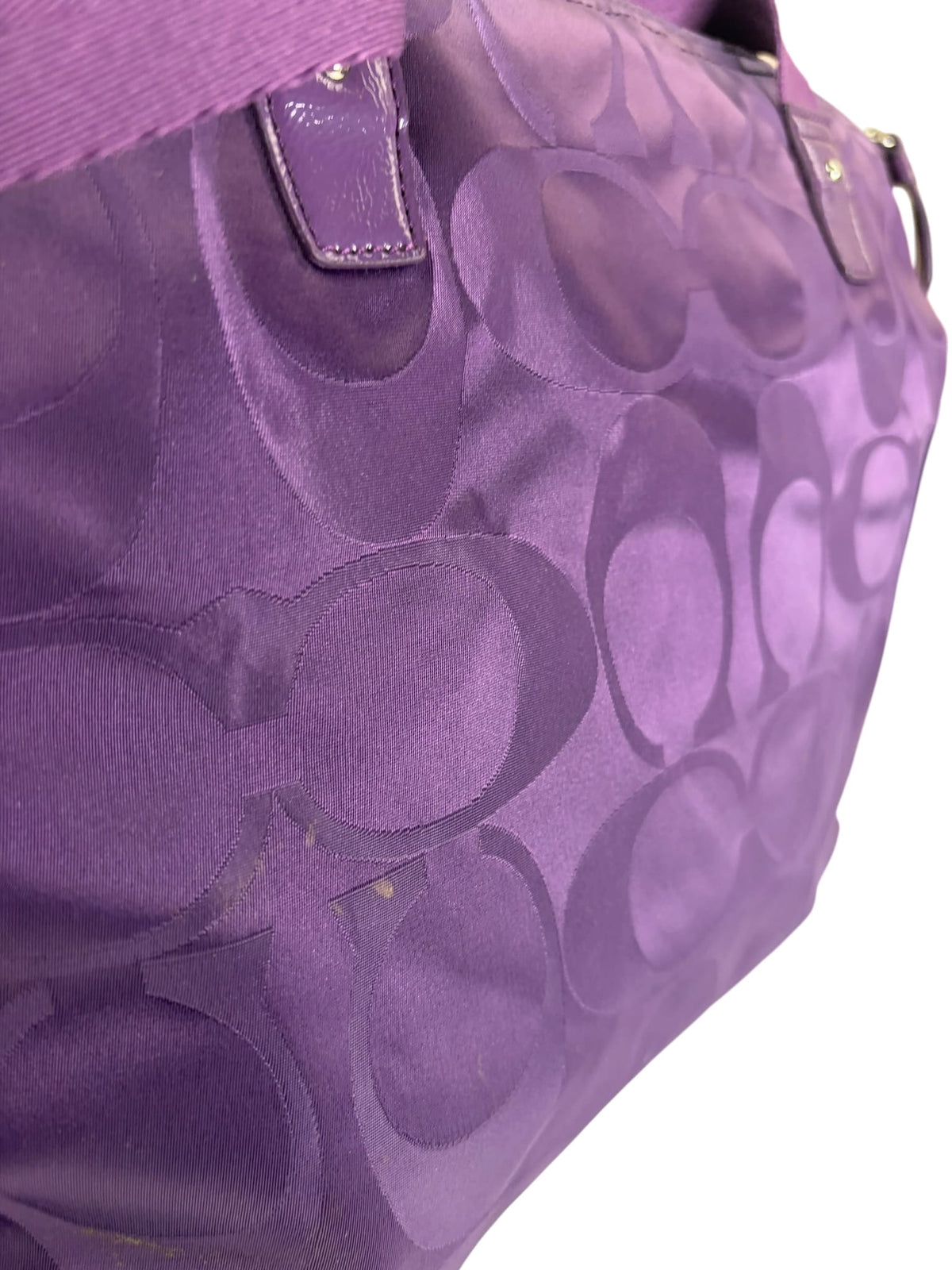 Coach Purple Nylon/Leather Trim Gateway Packable Weekender Tote
