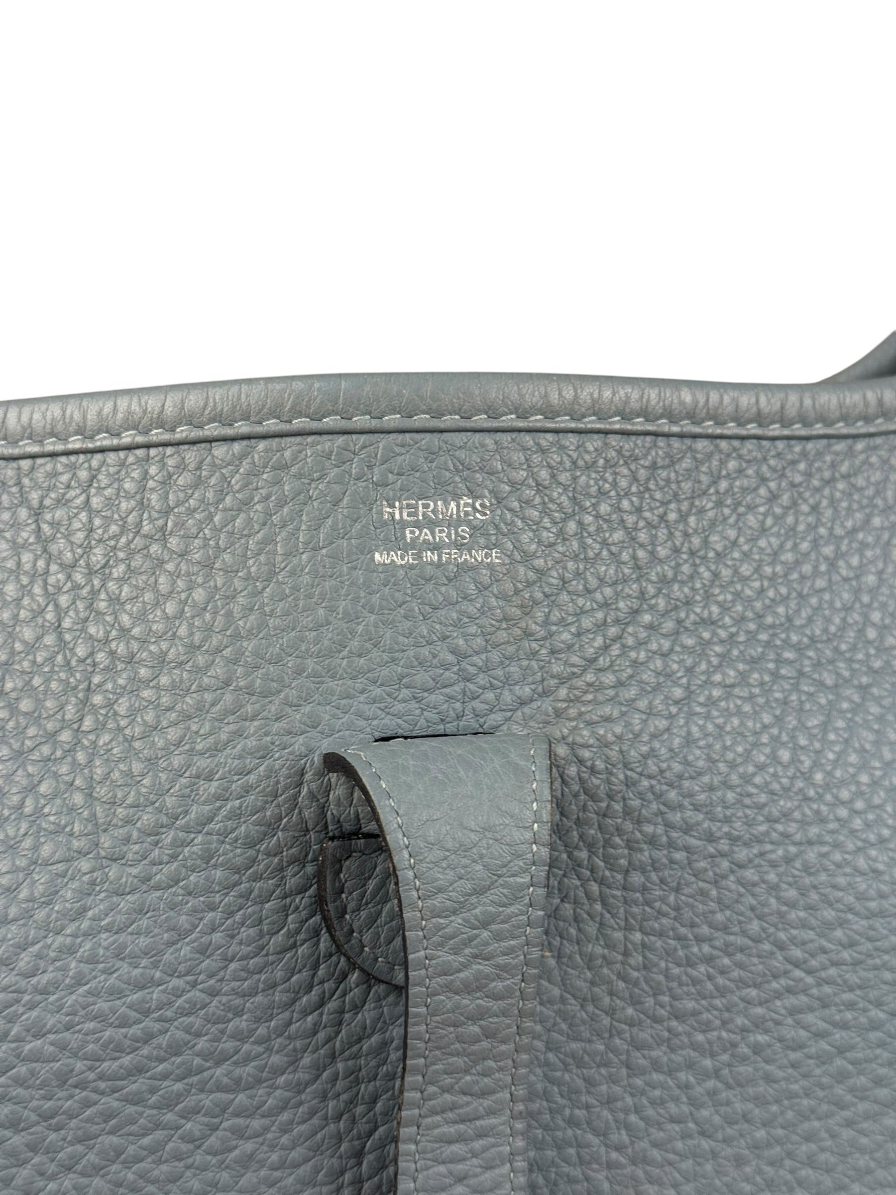 Hermes Evelyne Clemence Light Blue Leather Shoulder Bag