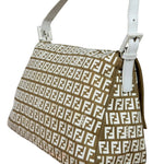 Fendi Vintage Beige Canvas Rubber FF Print Mamma Baguette