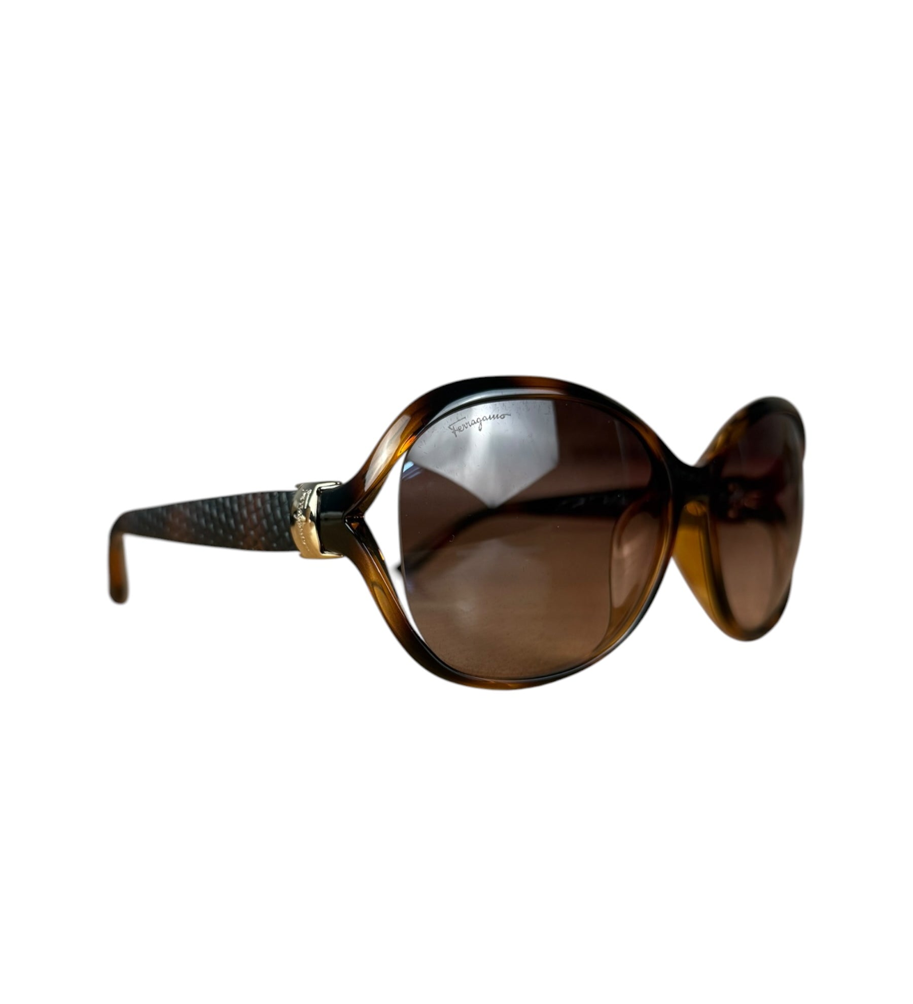 Salvatore Ferragamo Round Tortoise Shell Sunglasses