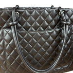 Chanel Brown Quilted Leather Cambon Ligne Shoulder Tote 2004