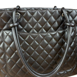 Chanel Brown Quilted Leather Cambon Ligne Shoulder Tote 2004