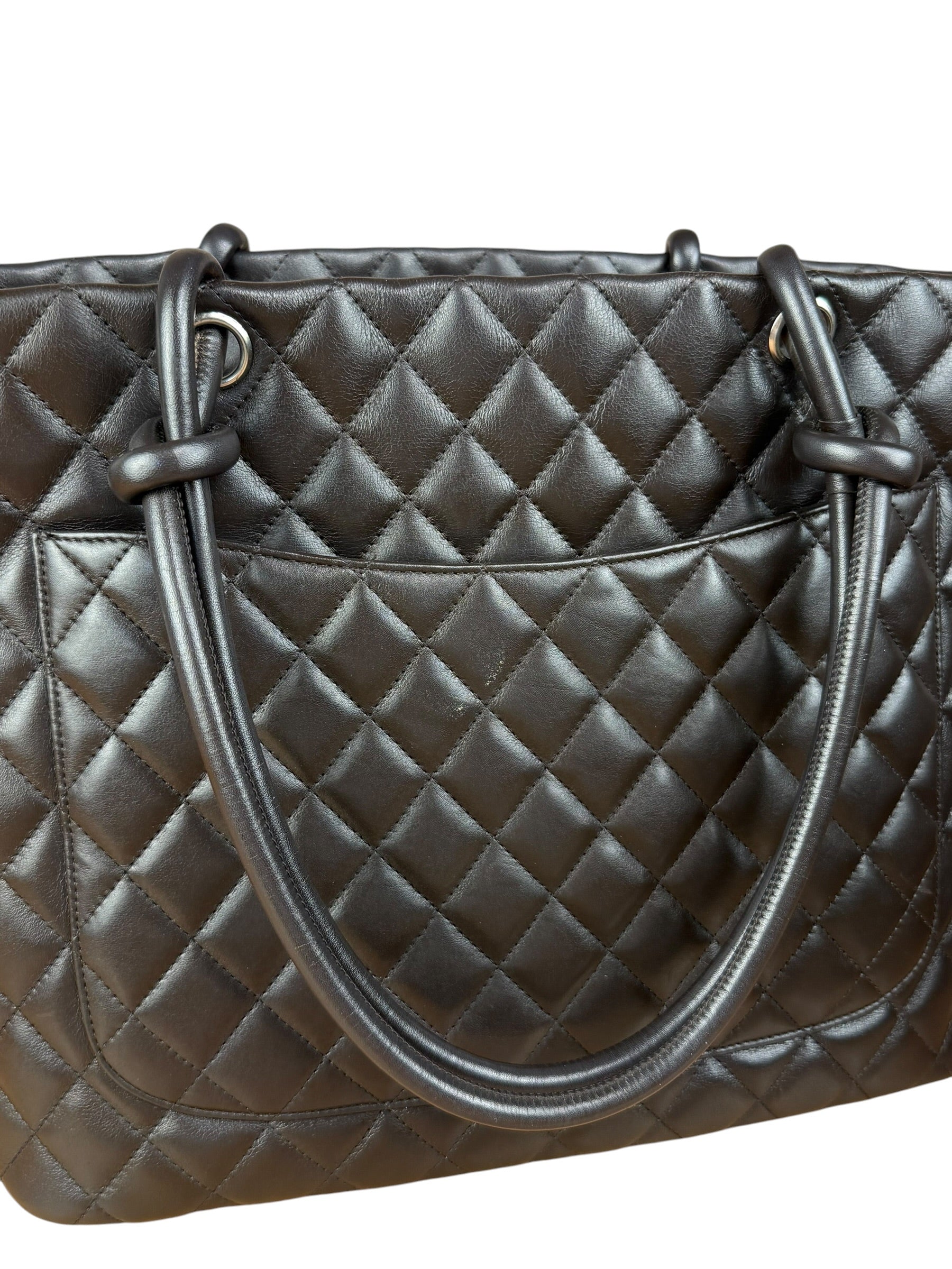 Chanel Brown Quilted Leather Cambon Ligne Shoulder Tote 2004