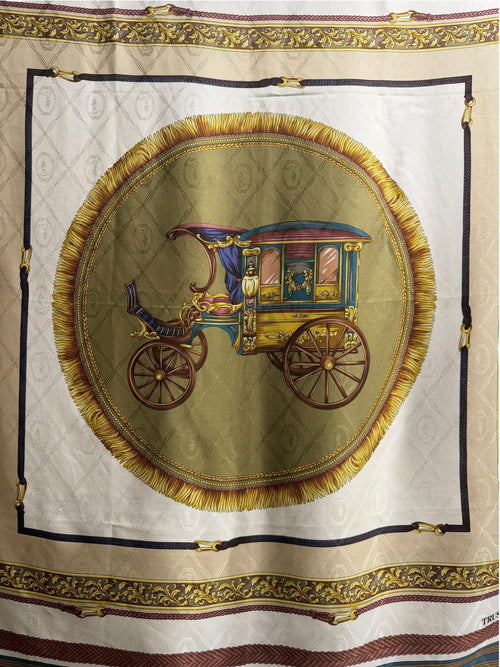 Trussardi Equestrian Carriage Print Silk Square Scarf
