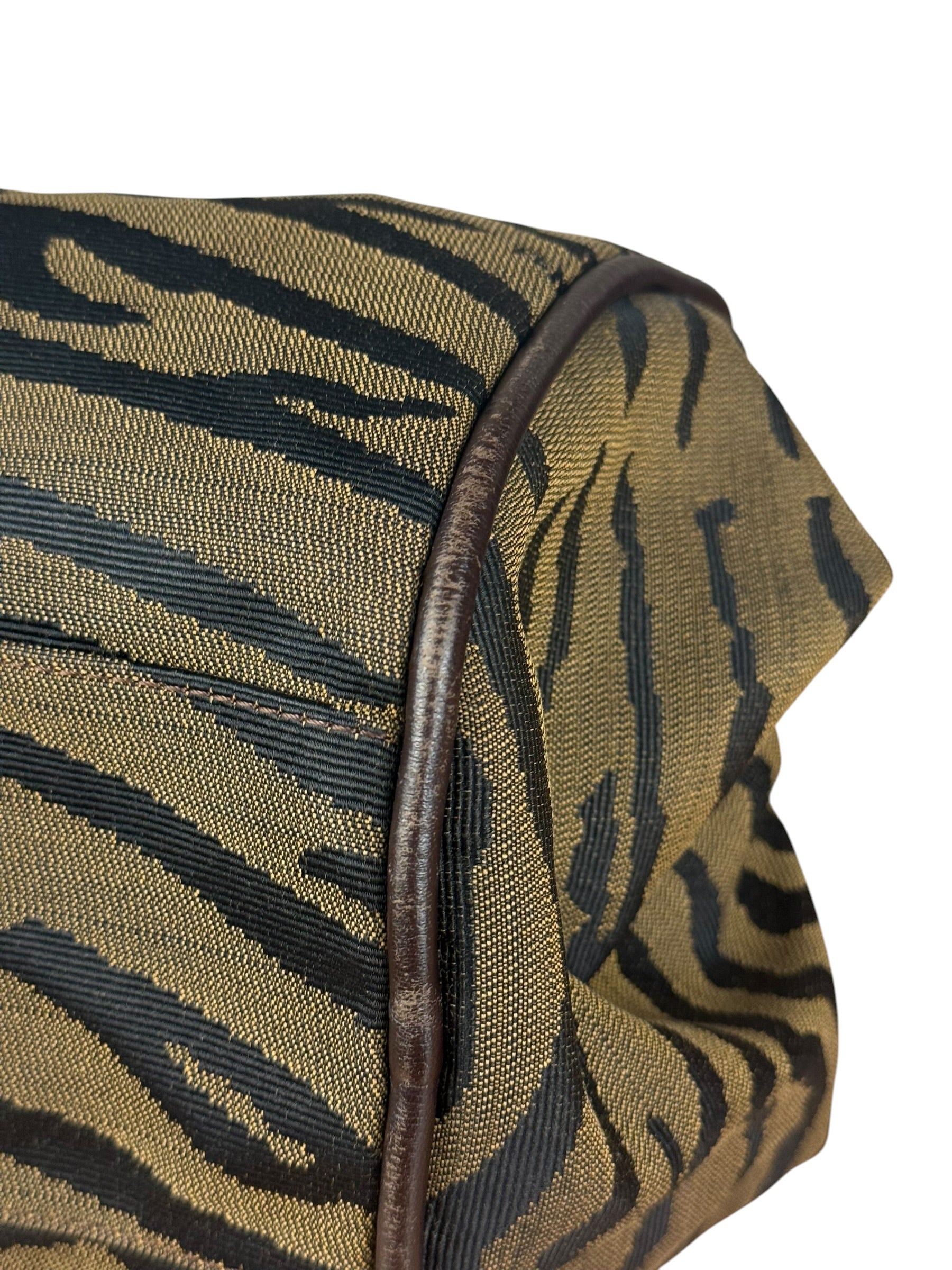 Fendi Vintage Tiger Print Canvas Bowler Bag