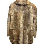 Vintage Warm Tan & Beige Rabbit Fur Coat