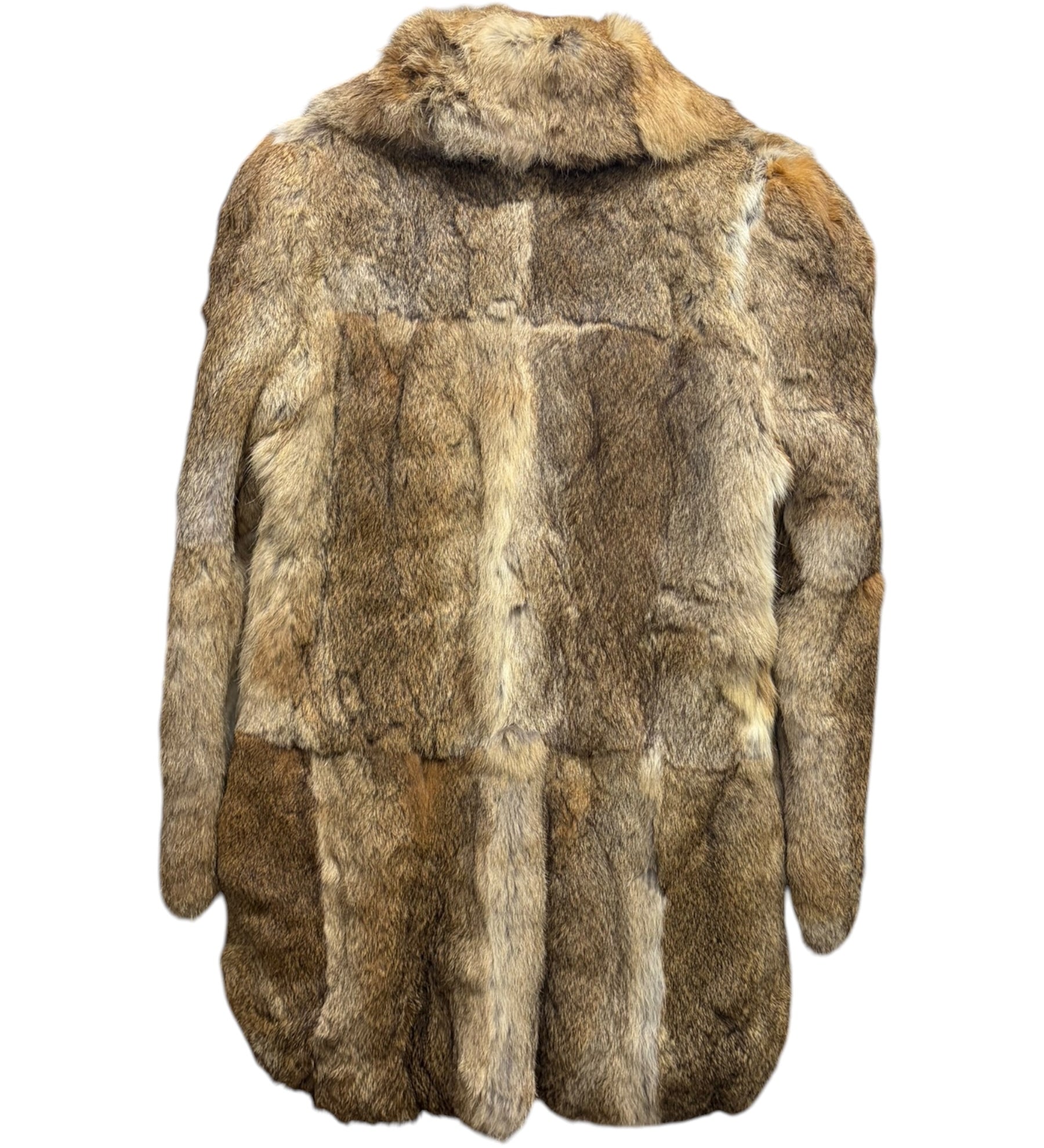 Vintage Warm Tan & Beige Rabbit Fur Coat