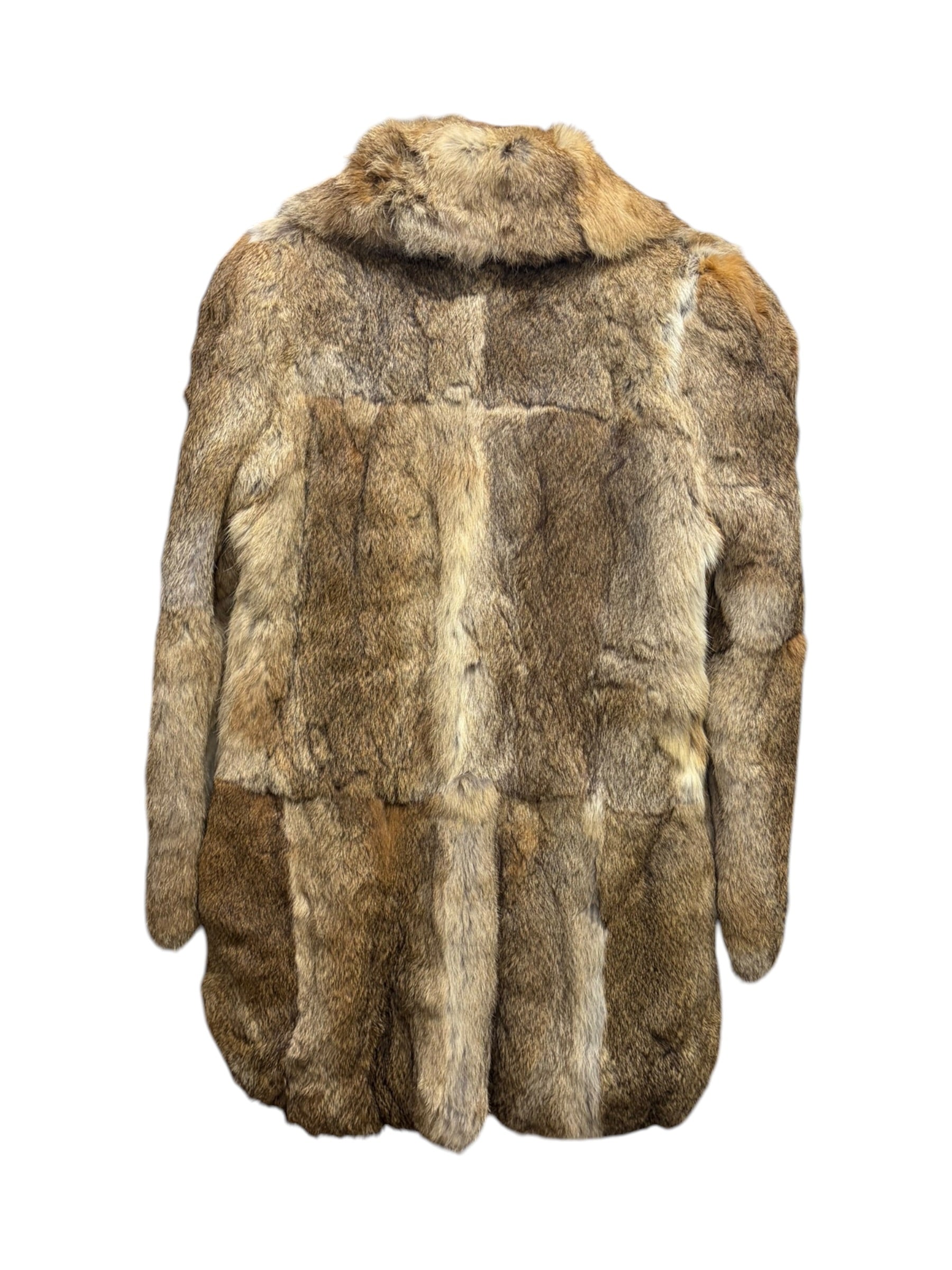 Vintage Warm Tan & Beige Rabbit Fur Coat