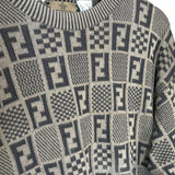 Fendi Vintage Brown FF Checkered Sweater