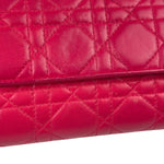 Christian Dior Pink Quilted Lambskin Lady Dior Wallet On Chain