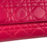 Christian Dior Pink Quilted Lambskin Lady Dior Wallet On Chain