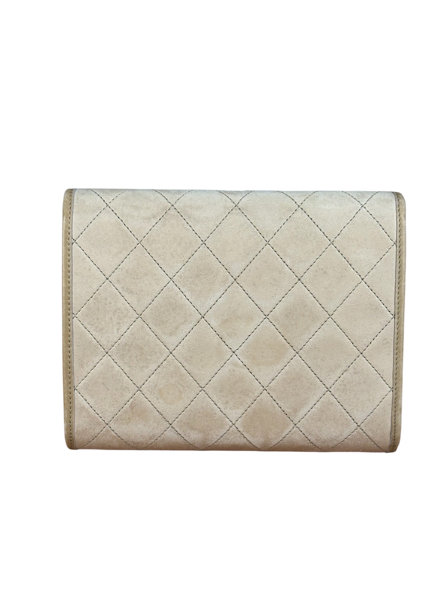 Chanel Beige Leather Trim Matelasse Mini Shoulder Bag 2009