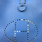 Hermes Bleu Hydra Leather Clemence Cordage Mini Evelyne TMP16