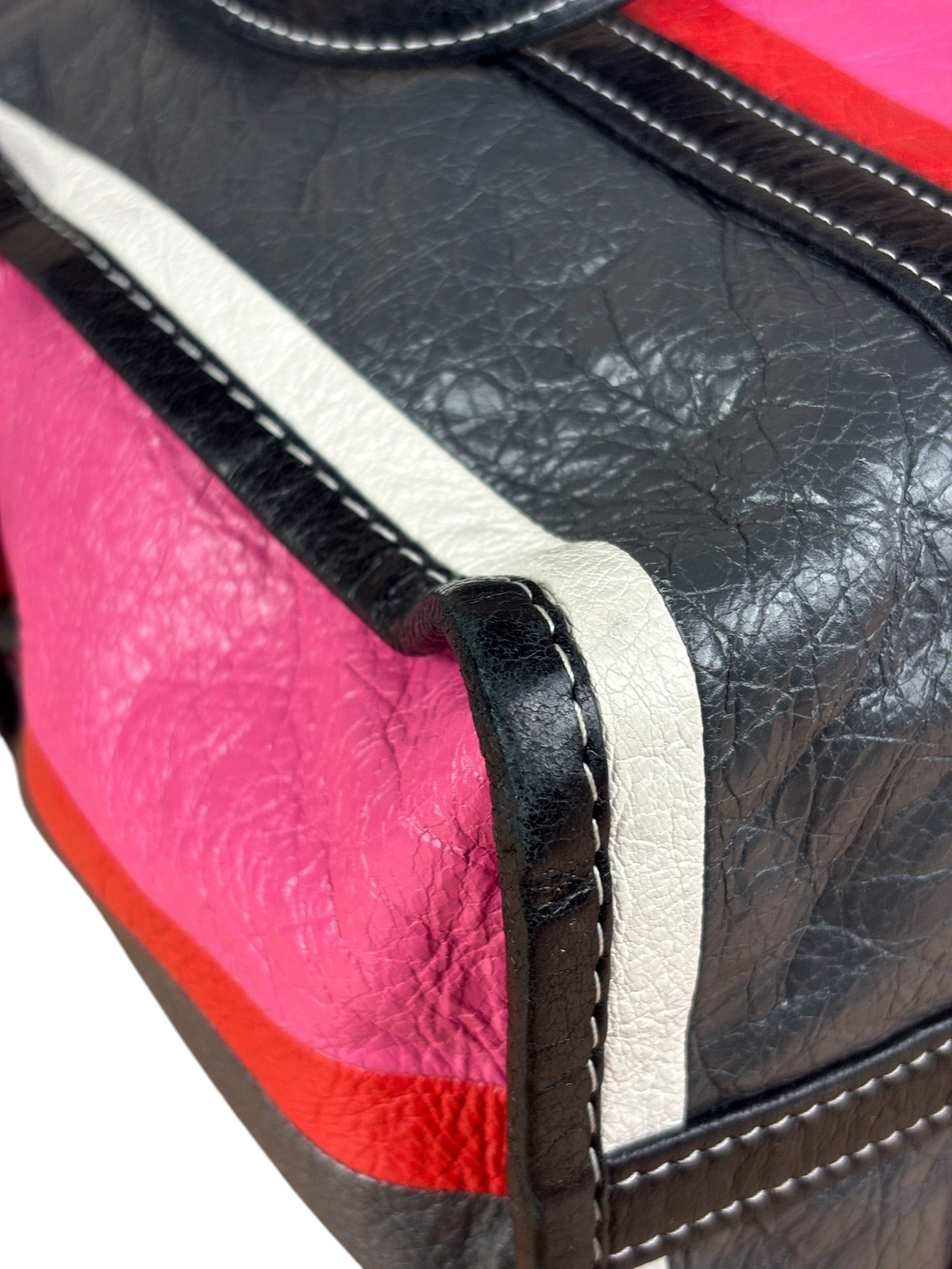 Balenciaga Multi-Color Vertical Stripe Bazar Shopper Two-Way Bag