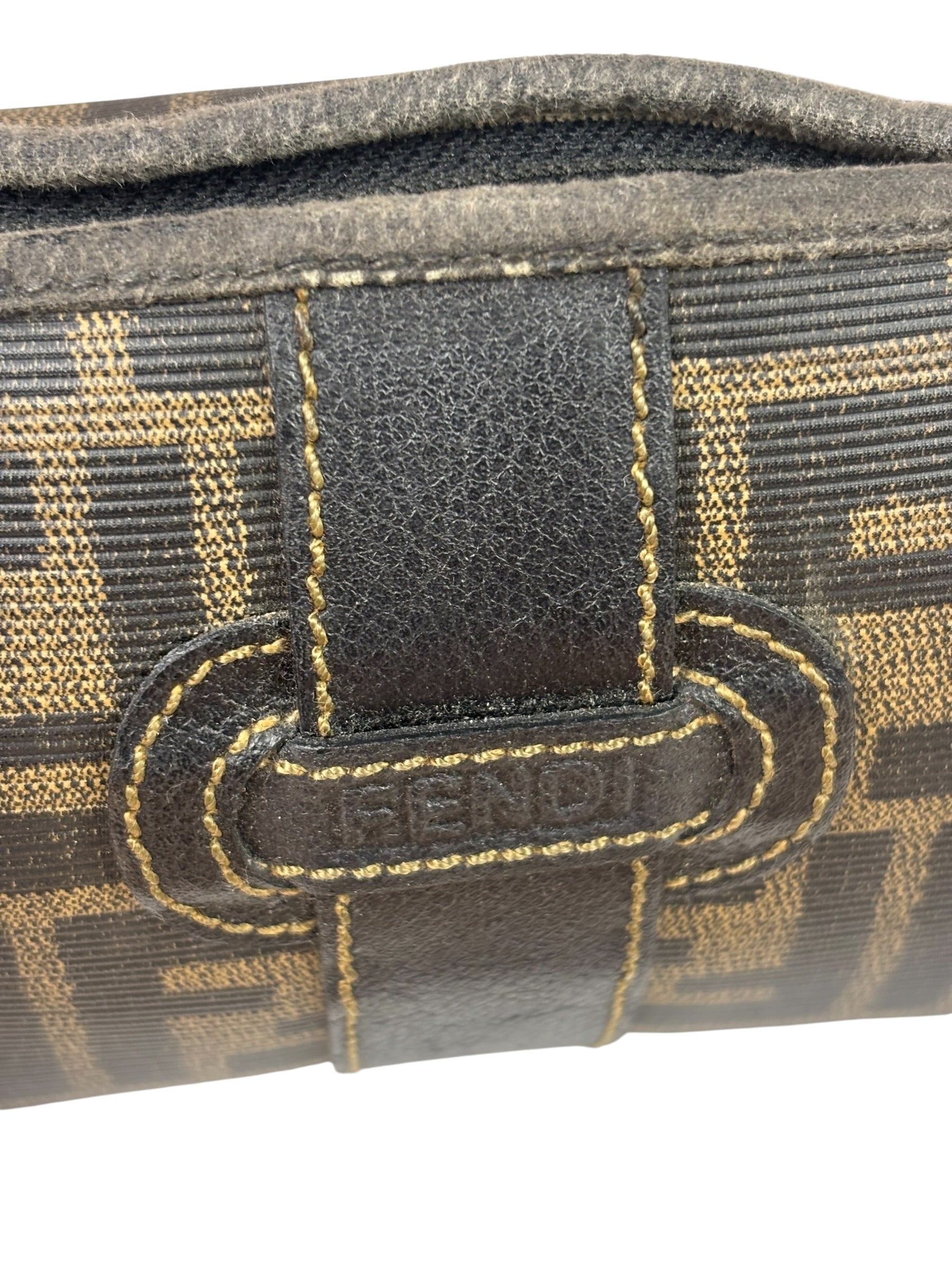 Fendi Black Leather Trim Zucca Small Camera Bag