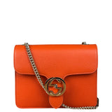 Gucci Orange Leather G Dollar Interlocking Small Shoulder Bag