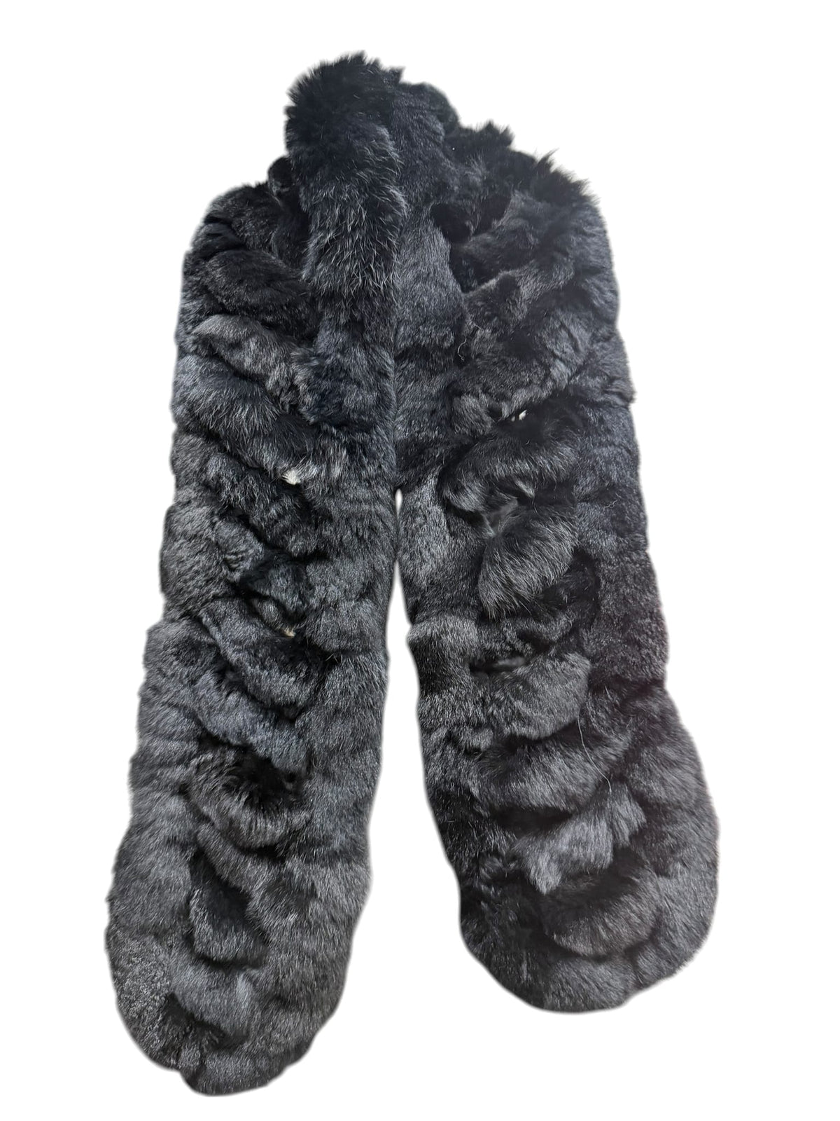 Vintage Black Lattice-Knotted Rabbit Fur Stole/Shawl