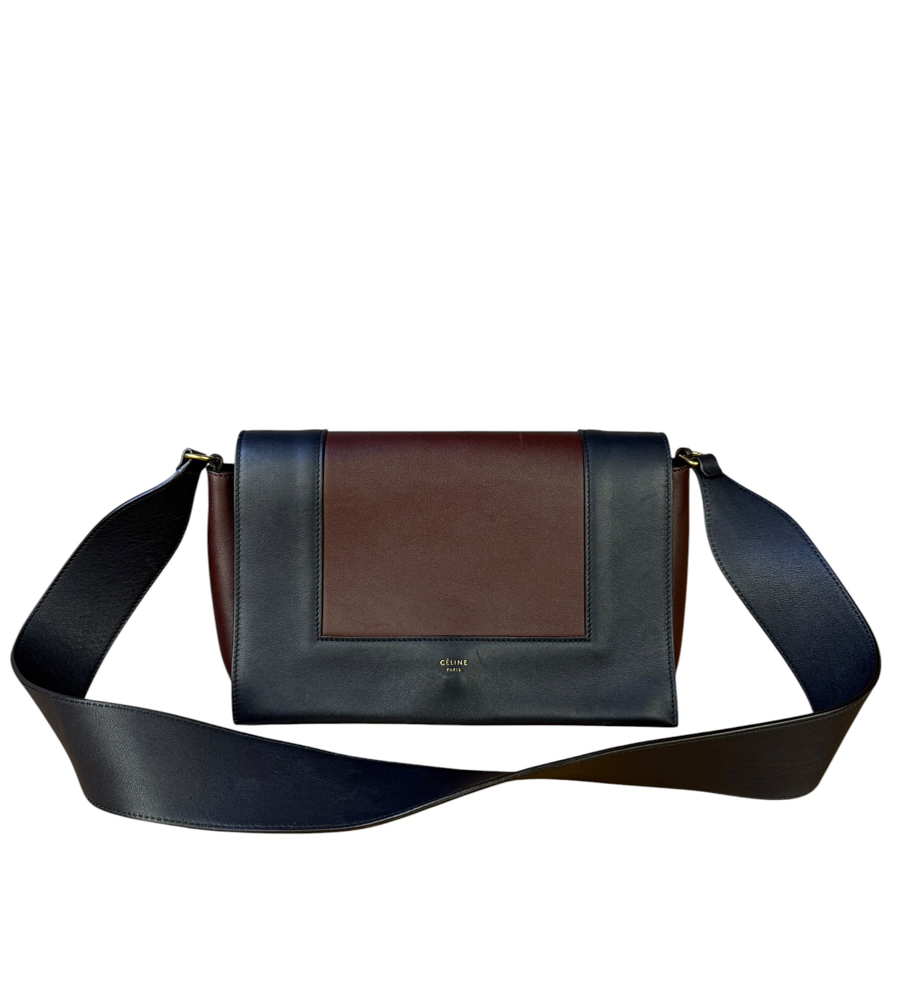 Celine Navy Blue/Burgundy Medium Frame Shoulder Bag