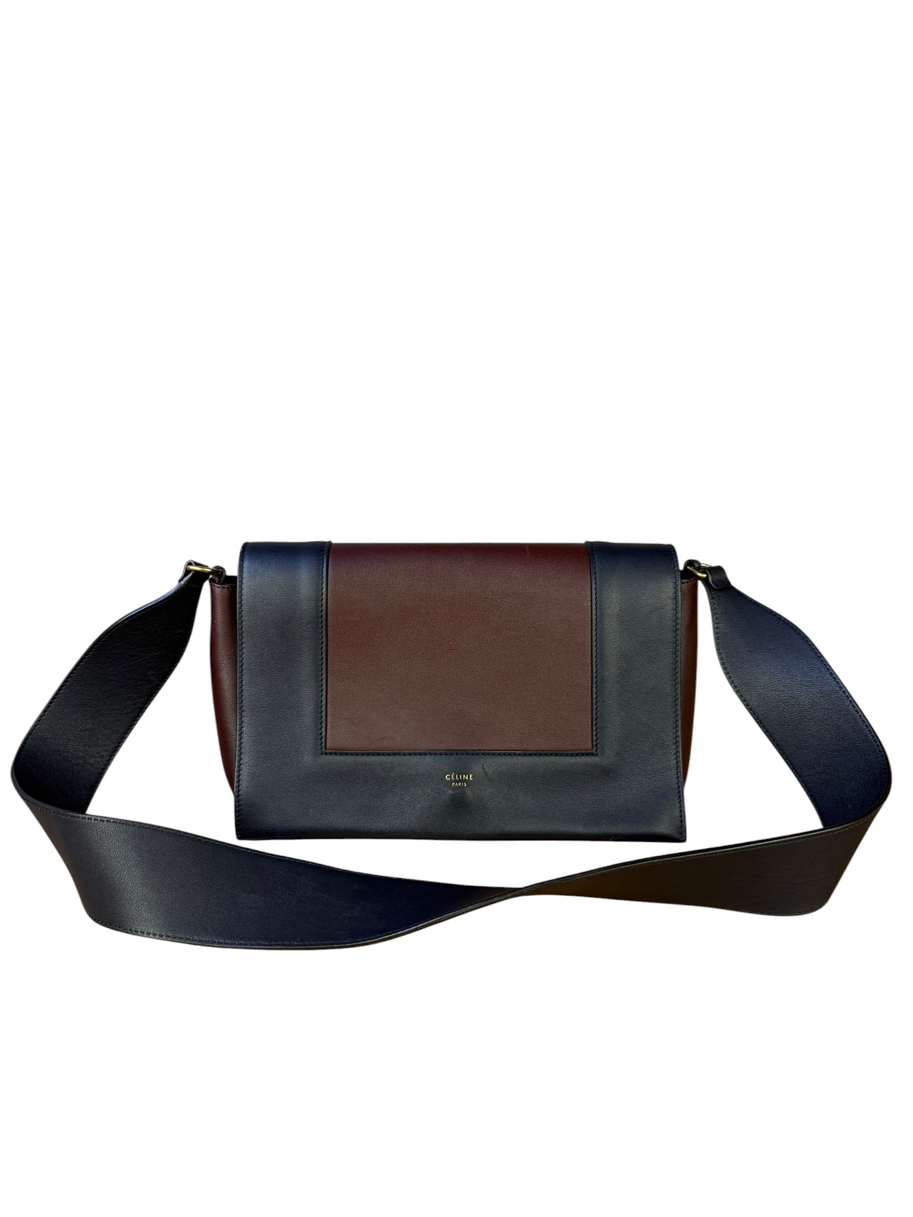 Celine Navy Blue/Burgundy Medium Frame Shoulder Bag