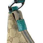 Gucci GG Vintage Canvas Turquoise Trim Hobo Bag